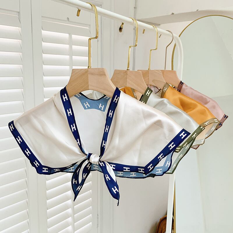 サマー薄手スカーフ カラー 夏物 シルク ブラック・アイド・ピーズ81763478671