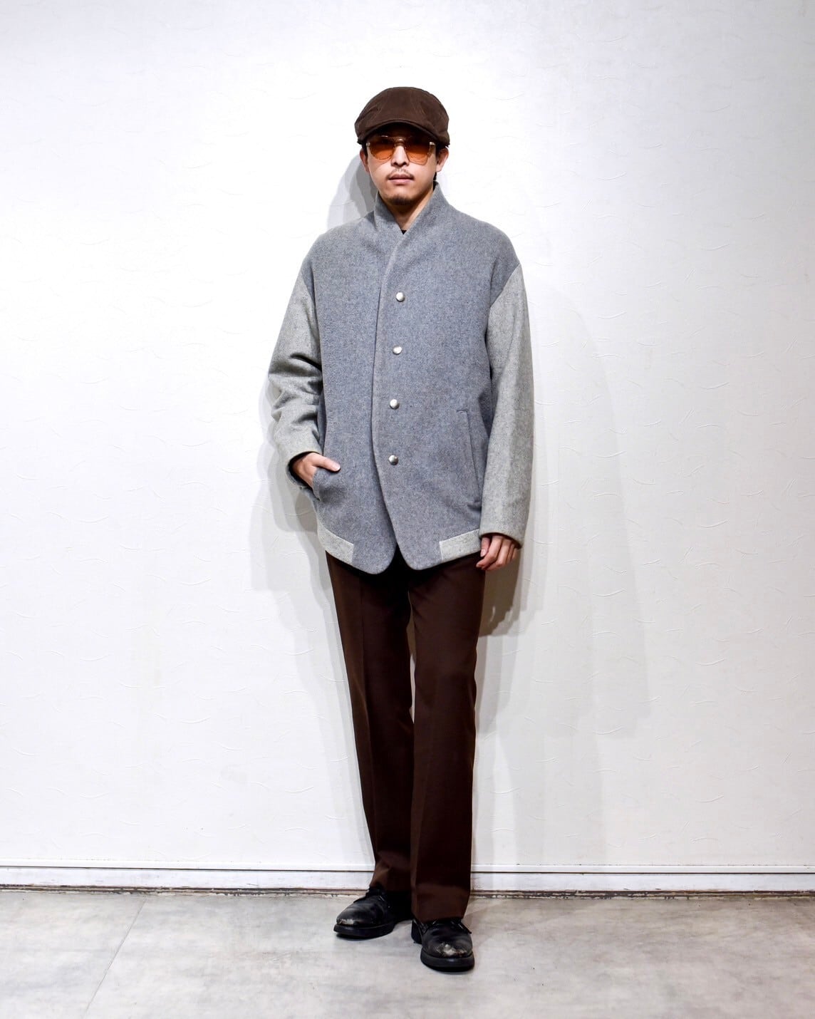 the Sakaki - Wool & Cashmere Design Stadium Jumper (size-L the Sakaki - Wool & Cashmere Design Stadium Jumper (size-L