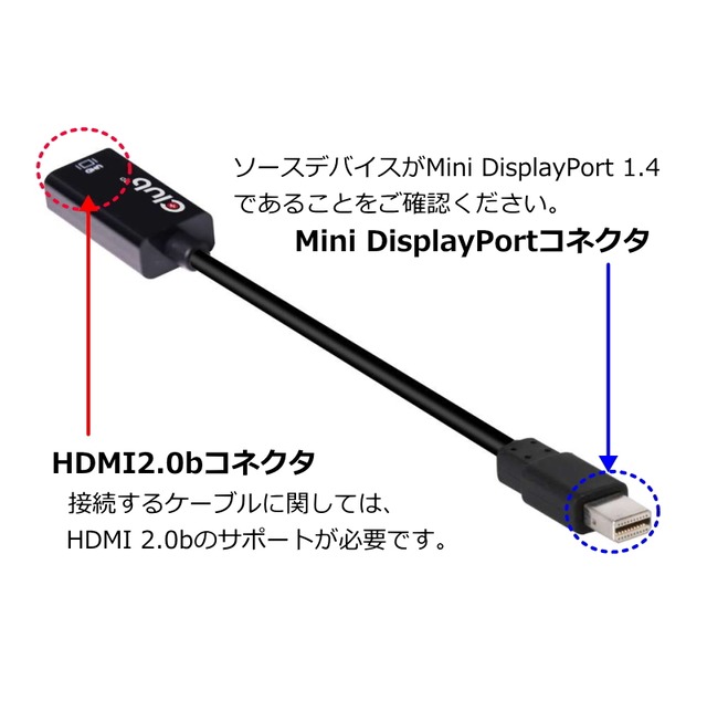 CAC-1180】Club3D Mini DisplayPort 1.4 to HDMI 2.0b HDR（ハイダイナミックレンジ）対応 4K  60Hz Active Adapter 変換アダプタ | BearHouse