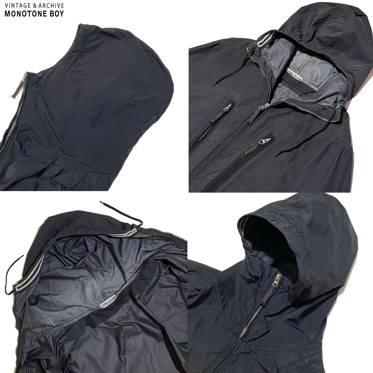 STONE ISLAND 2008SS BLACK COTTON NYLON JACKET XXL made in Italy