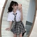 ✞ ガーリー♥制服☆シャツブラウス or チェック柄プリーツスカート レトロ ✞ゴスロリ SM ミリ 甘ロリ クラロリ 和ロリ エレガント 黒ロリ 姫ロリ 華ロリ BB-BB7960607