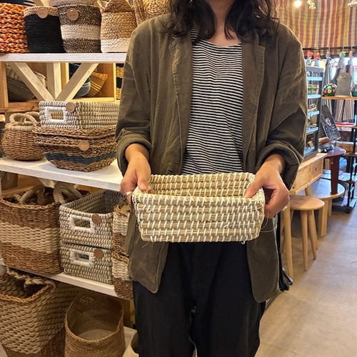 Bangladesh Seagrass Rectangular Basket S　バングラディッシュ　シーグラスレクタングルバスケット　S　カゴ　収納　小物収納
