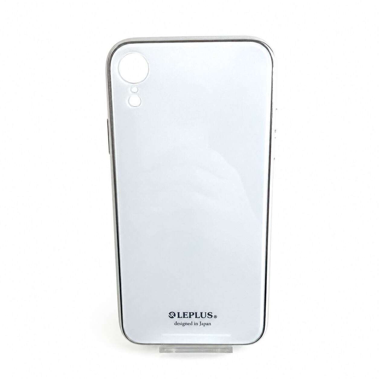 iPhone XR 背面ガラスシェルケース ホワイト SHELL GLASS PREMIUM メタリック加工