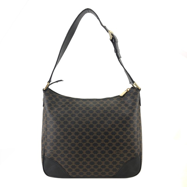 CELINE セリーヌ　マカダム　ホーボー　ショルダーバッグ　ブラック　vintage　ヴィンテージ　オールドセリーヌ　6civbn