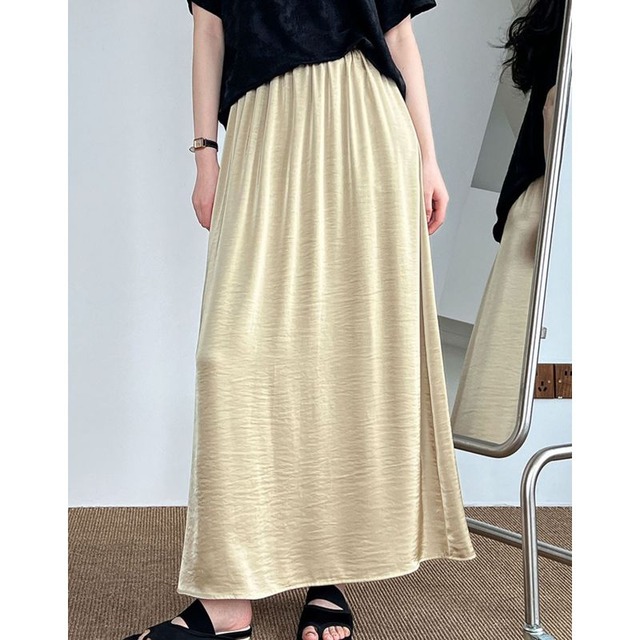 サテンドレープロングスカート　201546