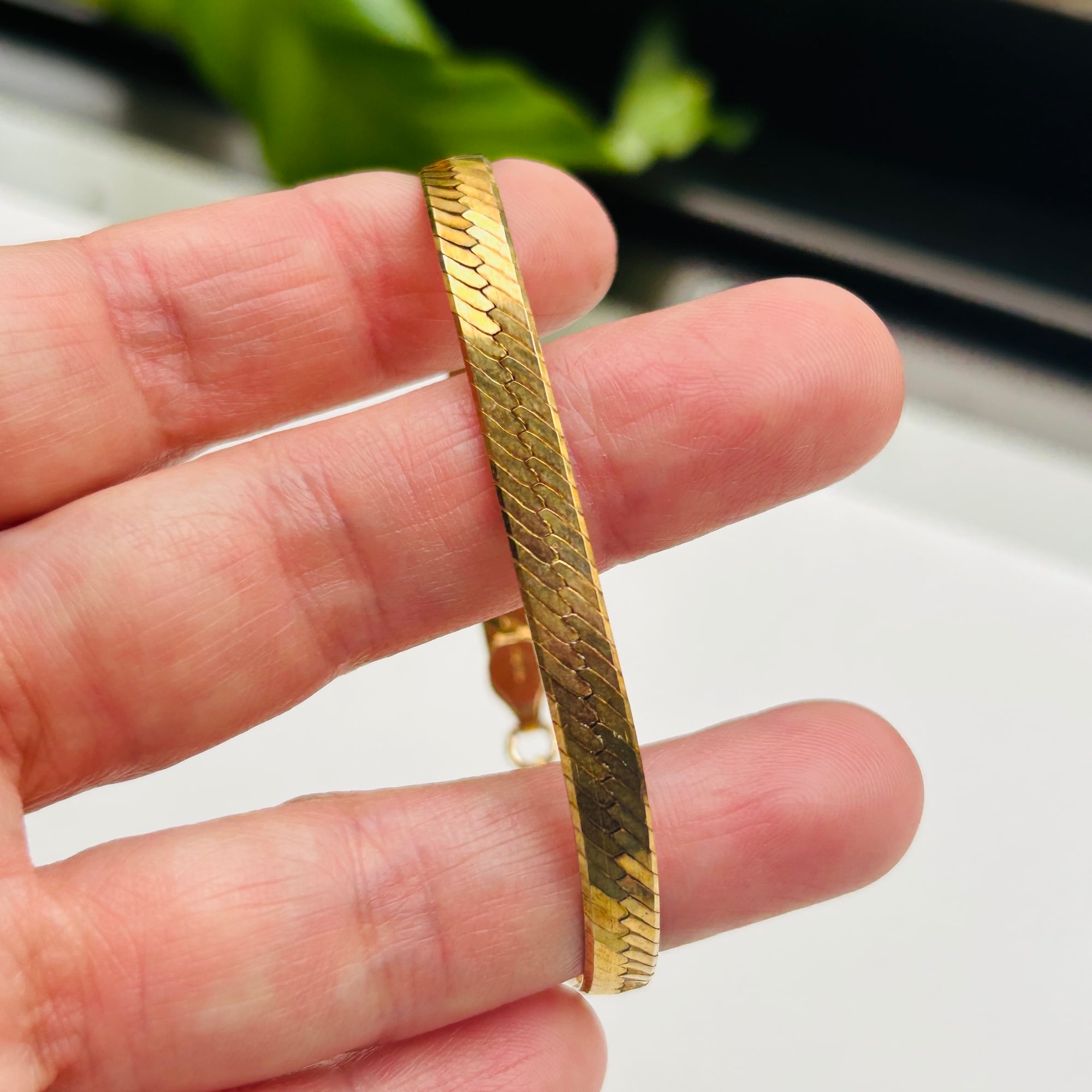 Italy シルバー925 GPヘリンボーンブレスレット（18cm） | Milo