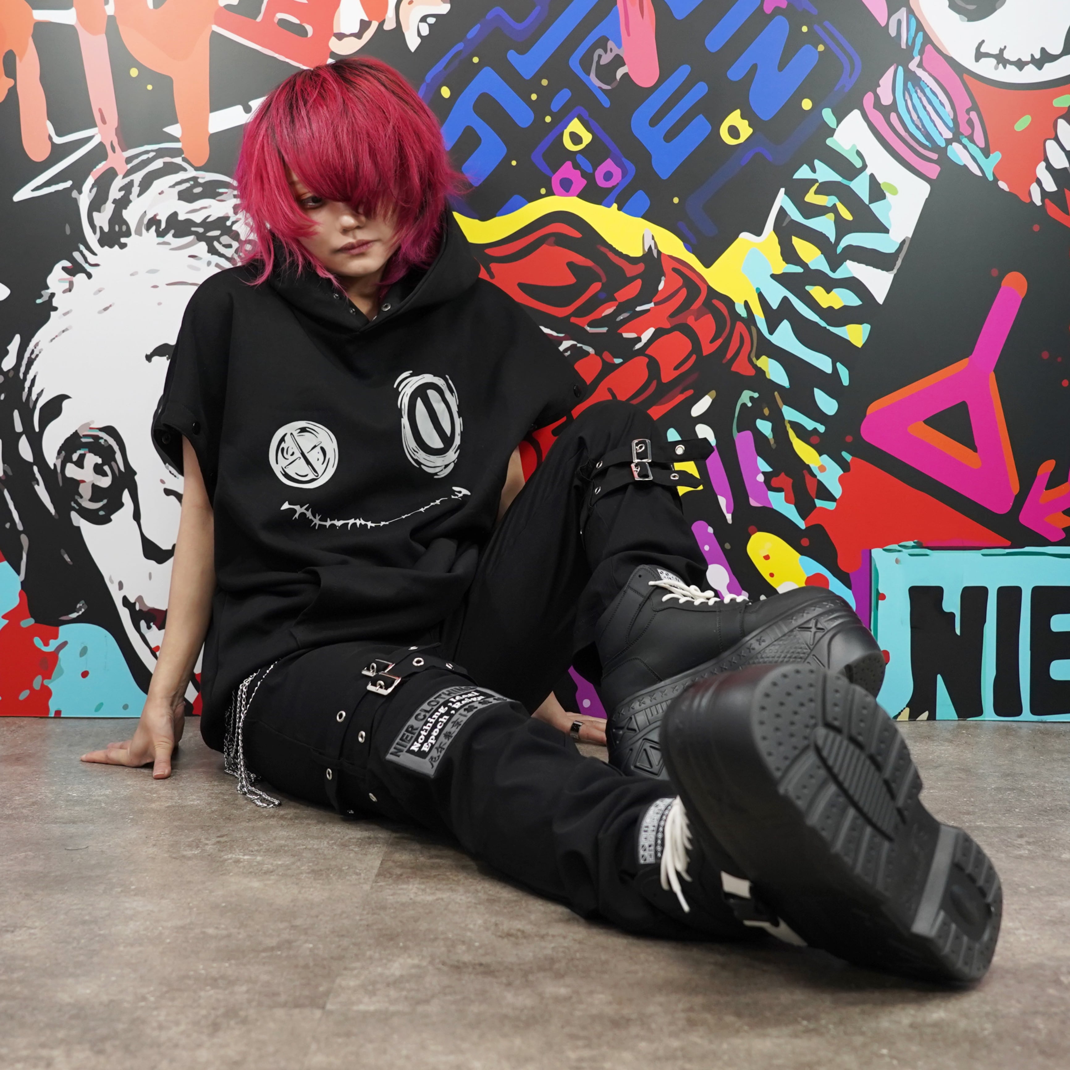 NieR マルチスナップスリーブフーディトップス【FACE】 マルチスナップスリーブフーディトップス【FACE】 | NIER CLOTHING