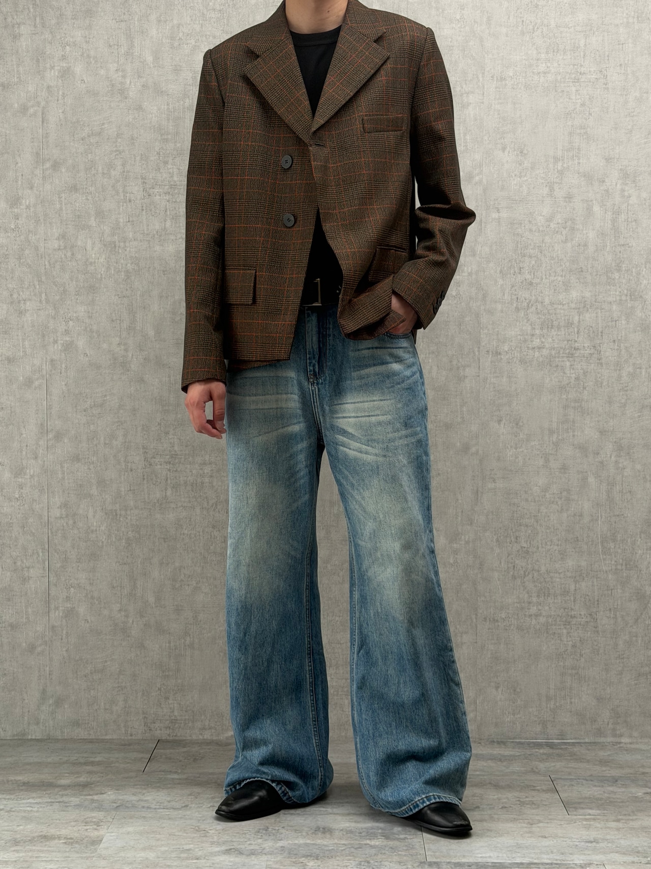 Washed Blue Wide Flare Denim
