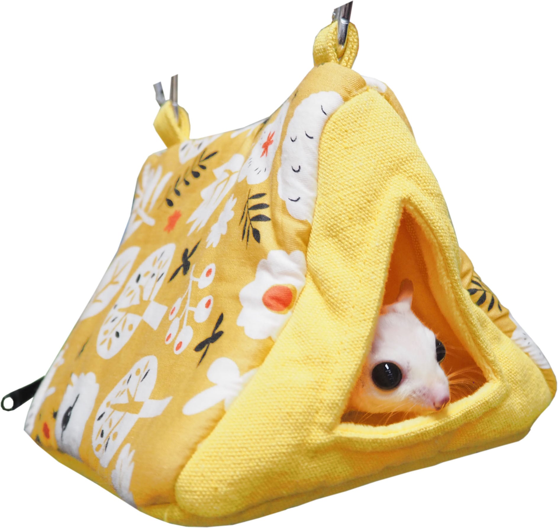 【小動物用品】森のさんかくハウス　イエロー/グリーン