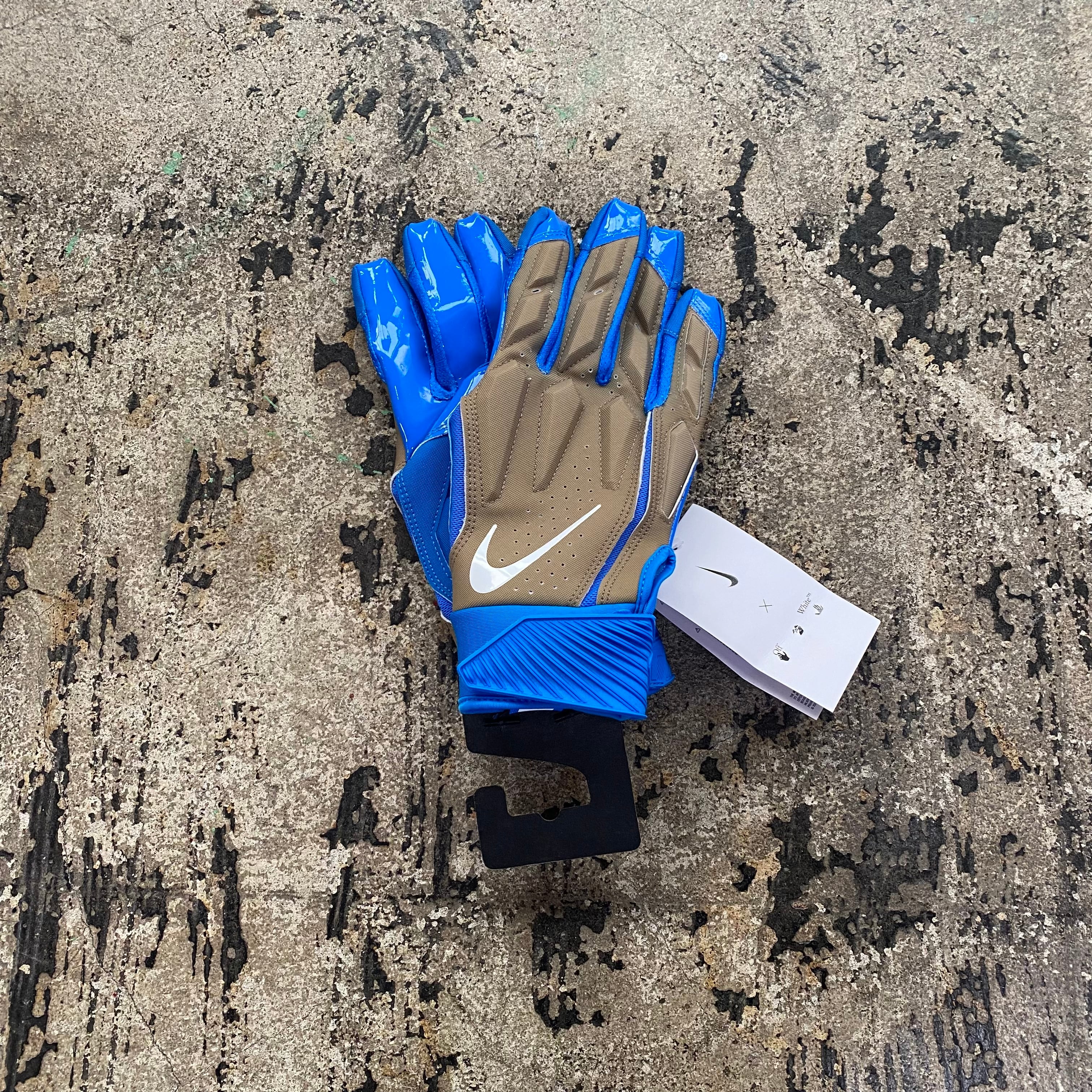 Off-White, Accessories, Nike D Tack X Off White Mens Football Gloves Size  Large Blue Khaki New