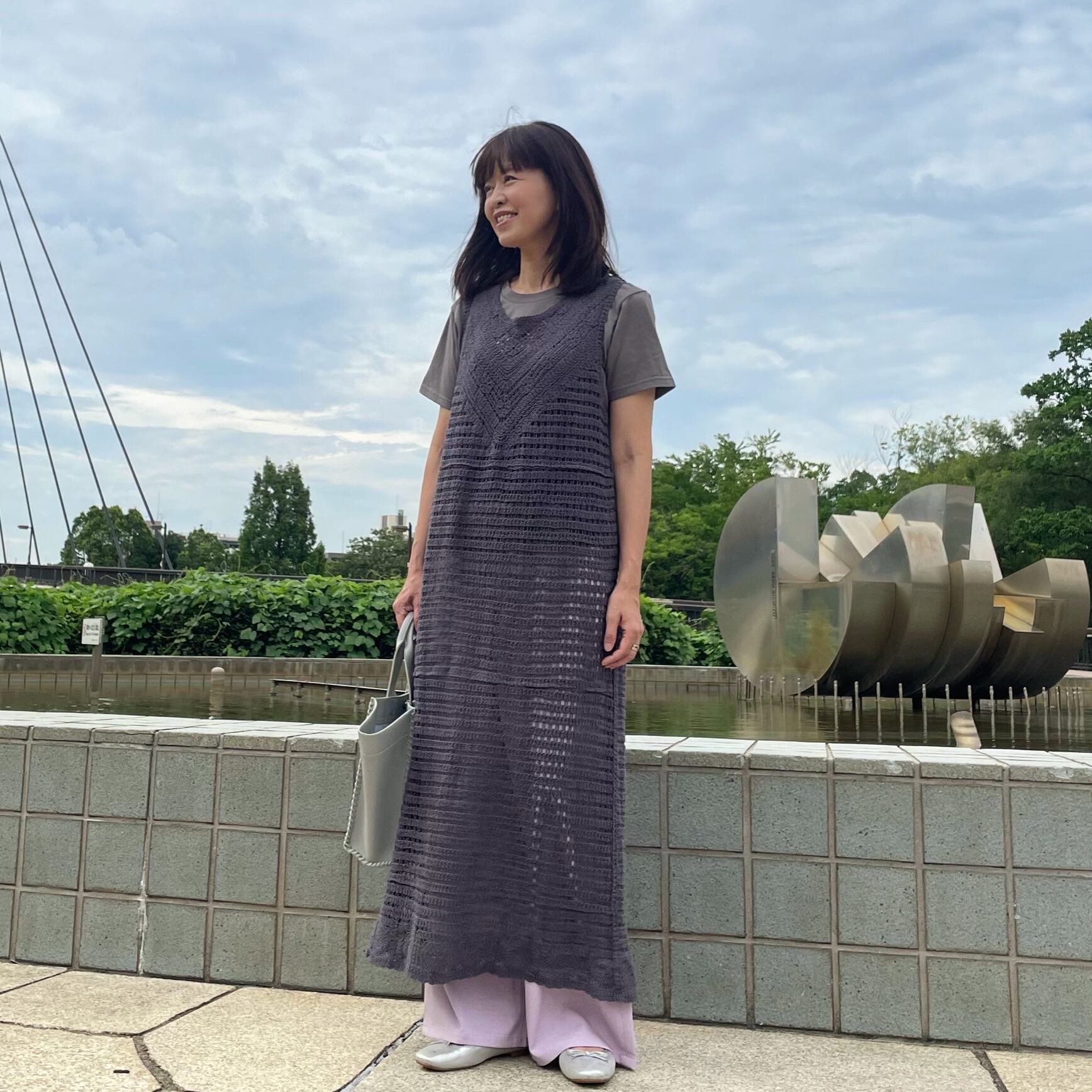 透かし編み 2WAYロングジレ | precious for us