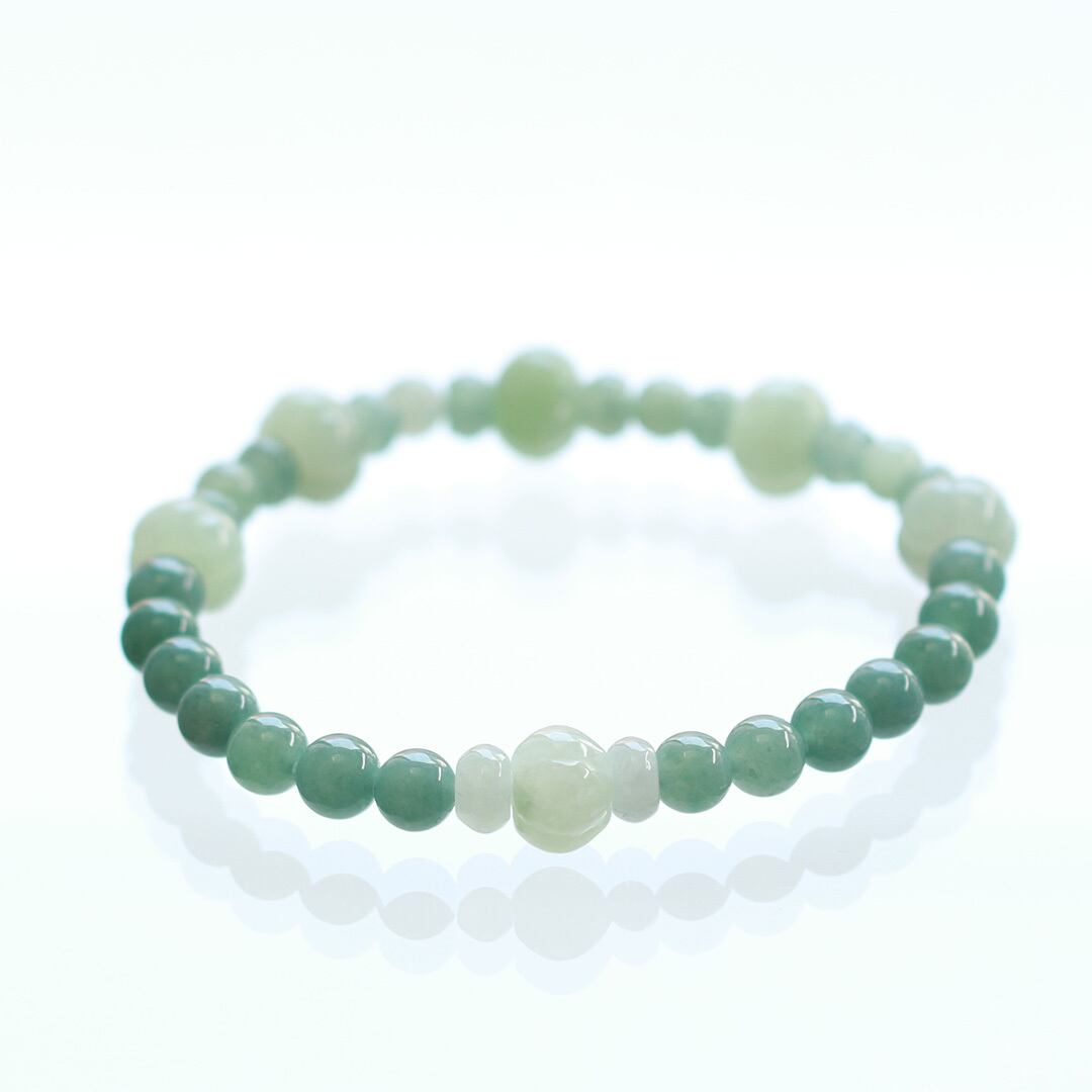 青緑カラー翡翠が涼し気！green pumpkin bracelet A貨翡翠 jd_br1101
