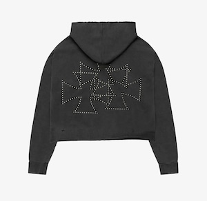 ASKYURSELF / raw cross studs zip hoodie