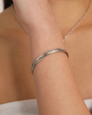 316L Hawaiian plumeria bangle【SILVER】#h35