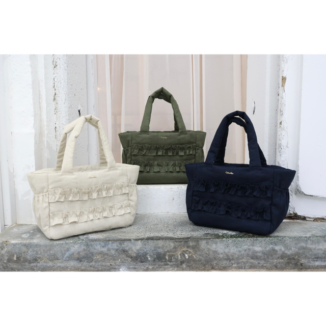 Side Pocket Linen Ruffle Bag - Sサイズ