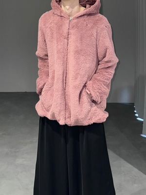 hooded fur blouson / pink