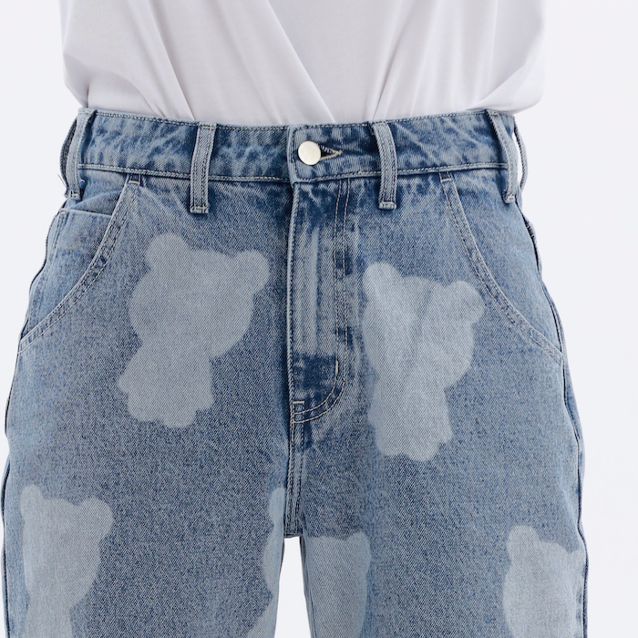 【HIPANDA 】1812メンズ デニムパンツ MEN'S DENIM PANTS / LIGHT BLUE・BLACK