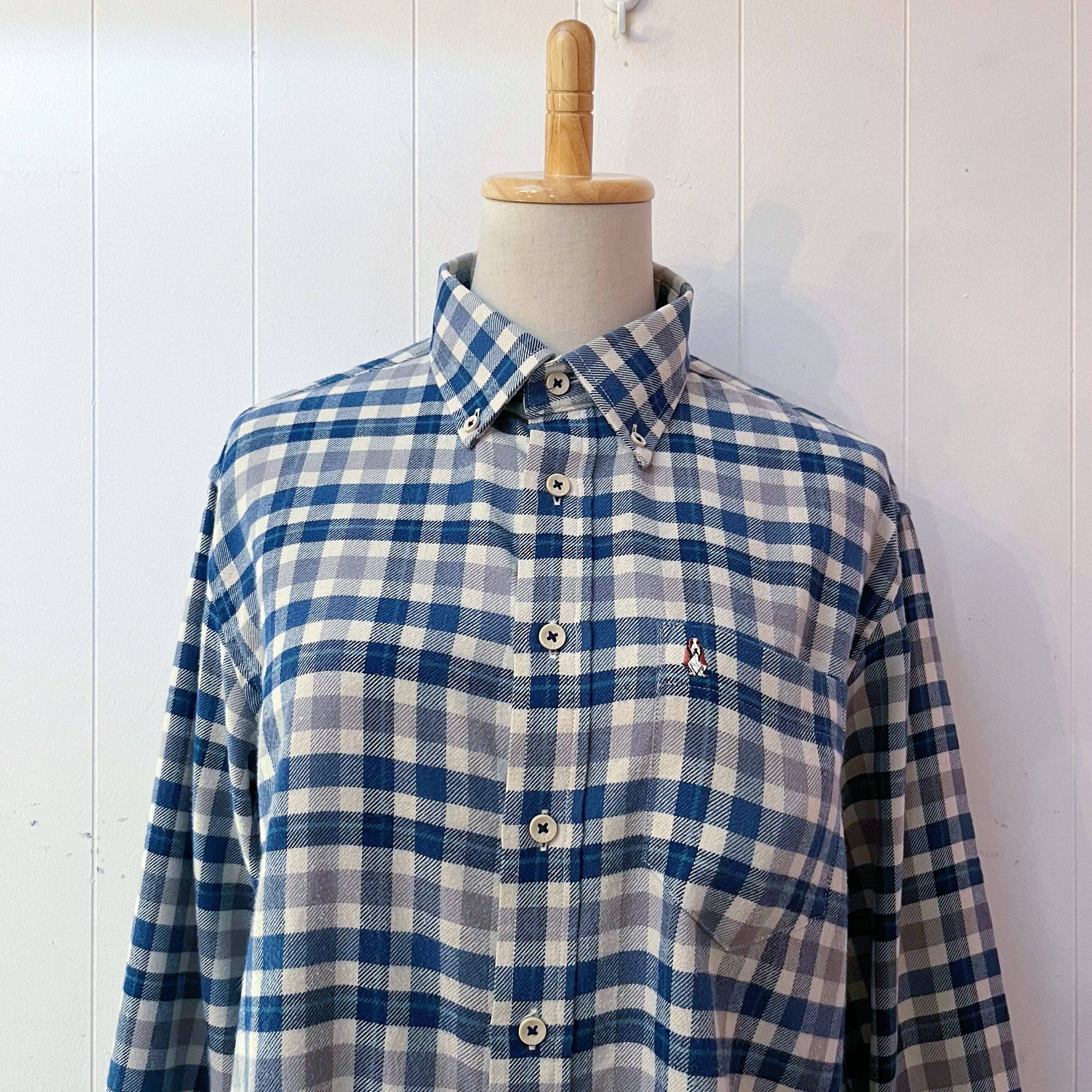 blue green check flannel shirt