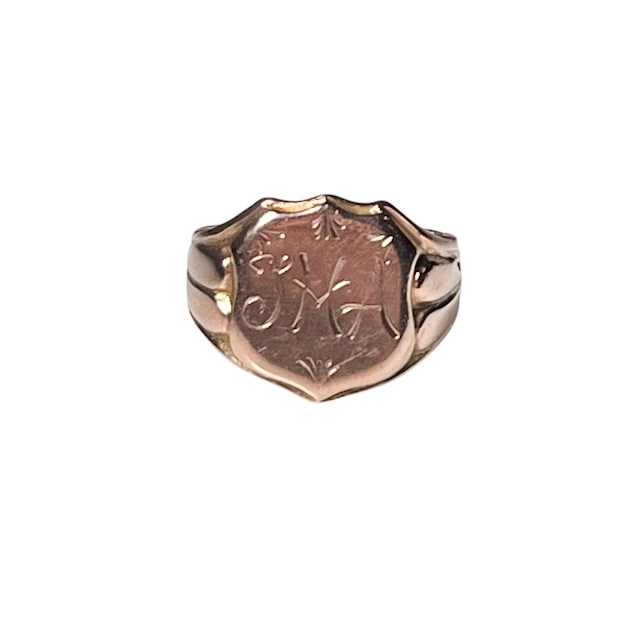 antique c1907 9ct gold shield signet ring