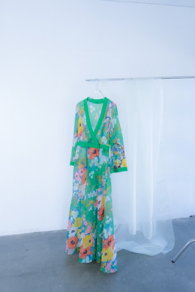 green sheer flower onepiece