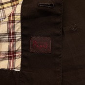 PAPAS パパス 裏チェック ツイルコットン ハーフ コート ジャケット サイズ L /ダークブラウン/日本製