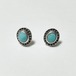Old 925 Silver Oval Turquoise Pirced Earrings Made In Mexico
