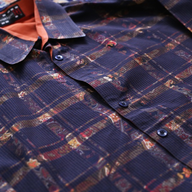 cross line paisley pattern l/s big shirt