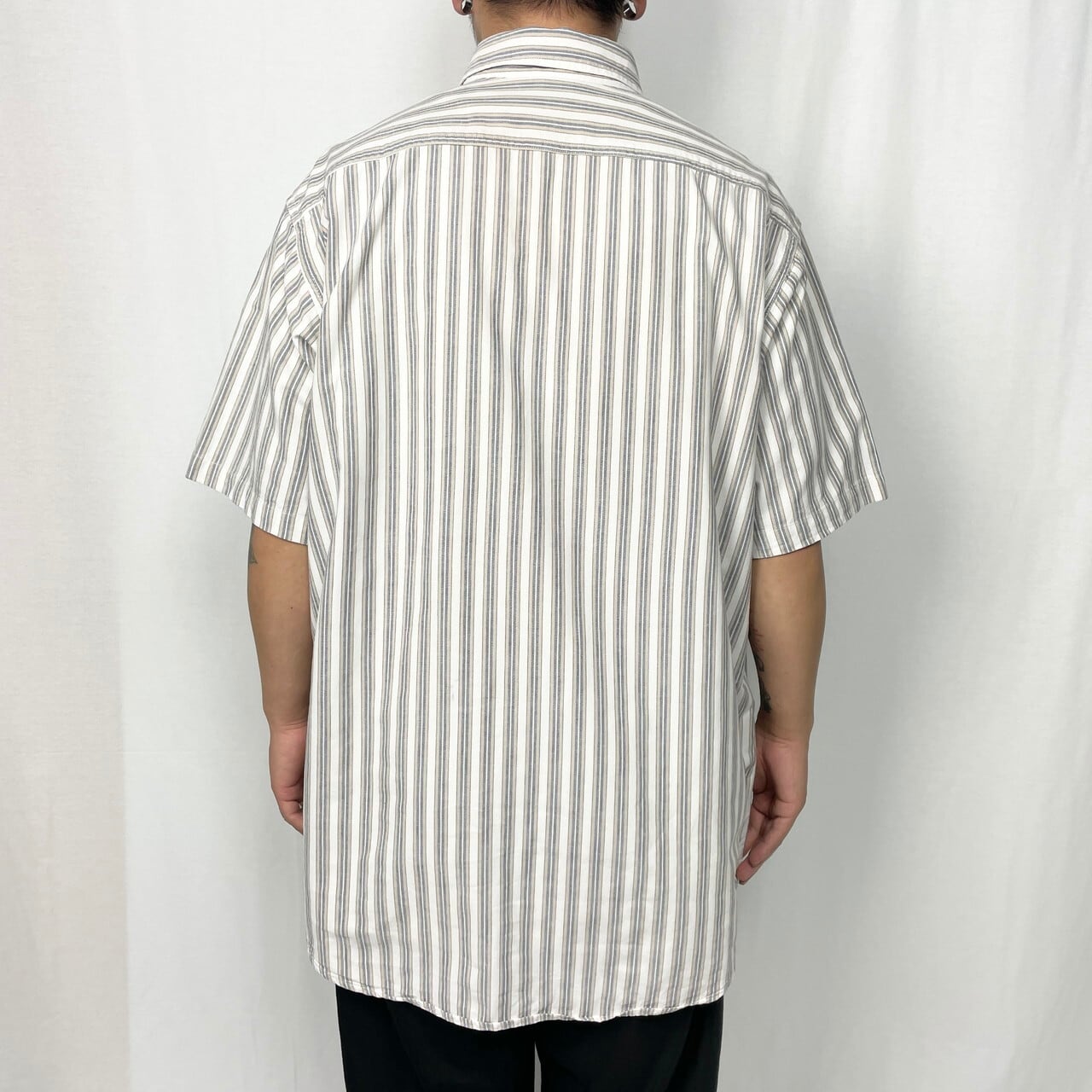 90s 日本製 デッドストック 花柄 ストライプ ポリシャツ 長袖メンズ