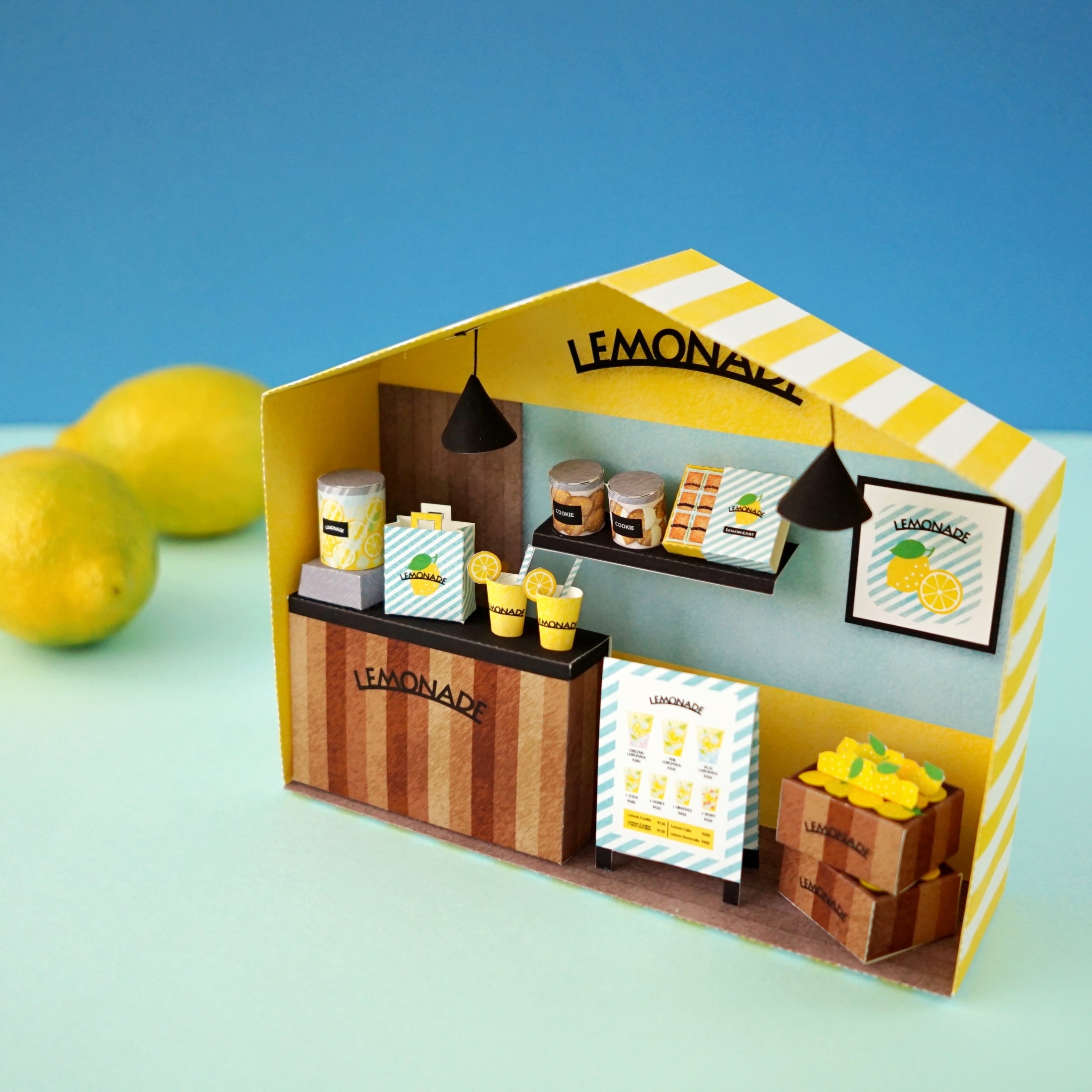 空想紙空間｜レモネードショップ｜ミニチュアキット | 紙あそび製作所