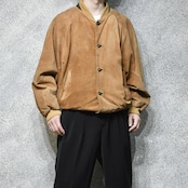 stitch design suede leather blouson