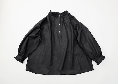 《michirico 2025AW》Ramie gather shirts / black / F(大人)