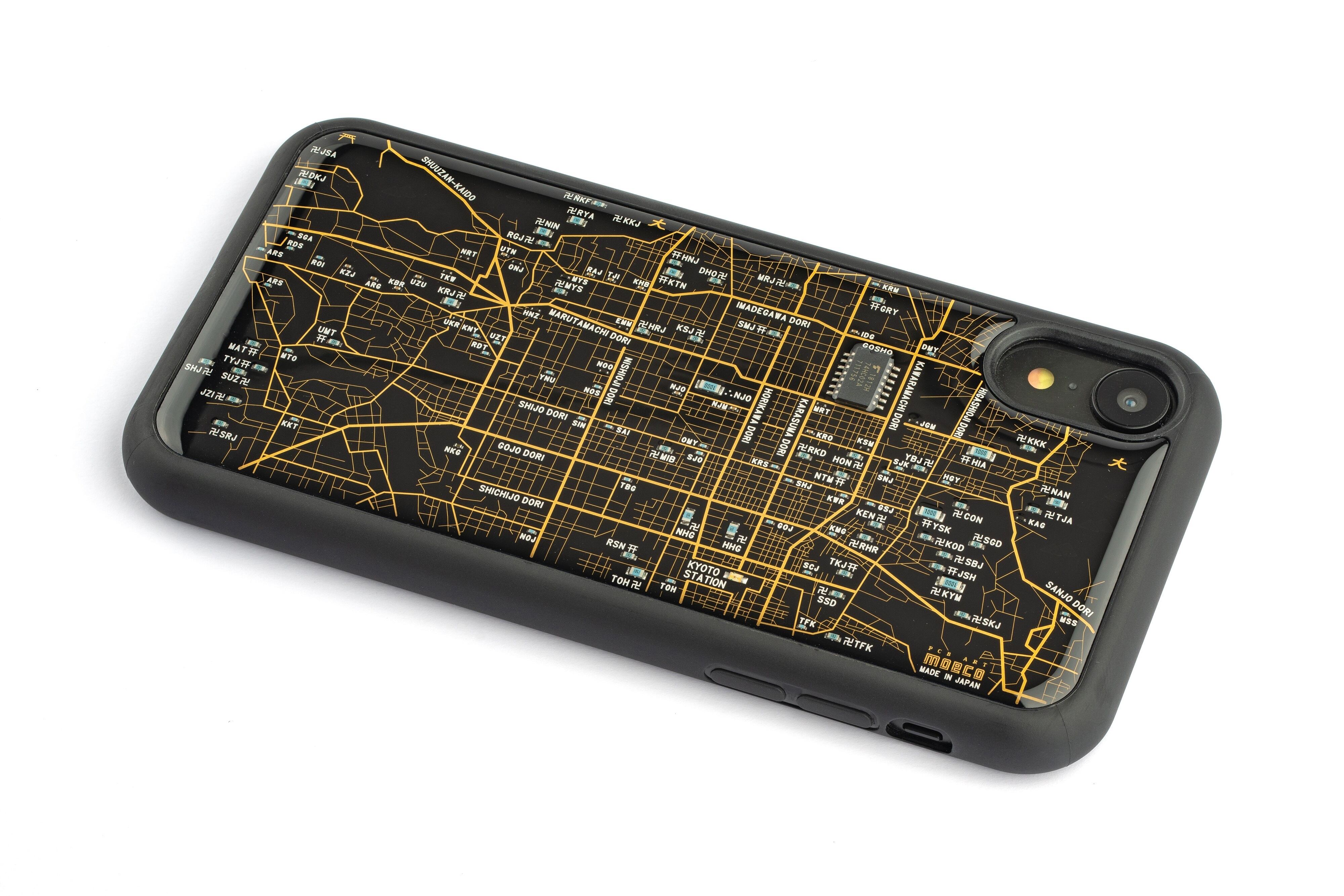 Flash 京都回路地図 Iphone Xｒケース 黒 東京回路線図a5クリアファイルをプレゼント Pcb Art Moeco