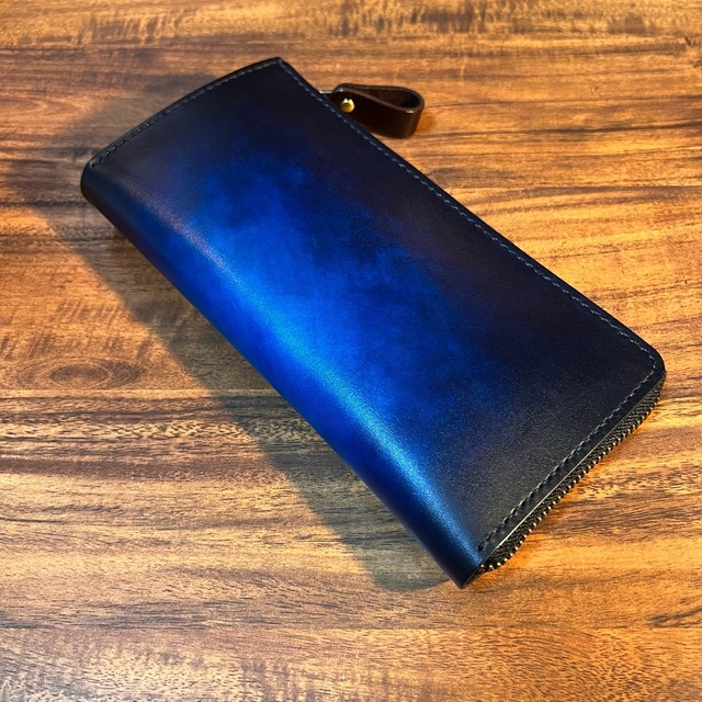 L字ファスナー中財布【ミドルサイズ】 / ブルー（青+紺）