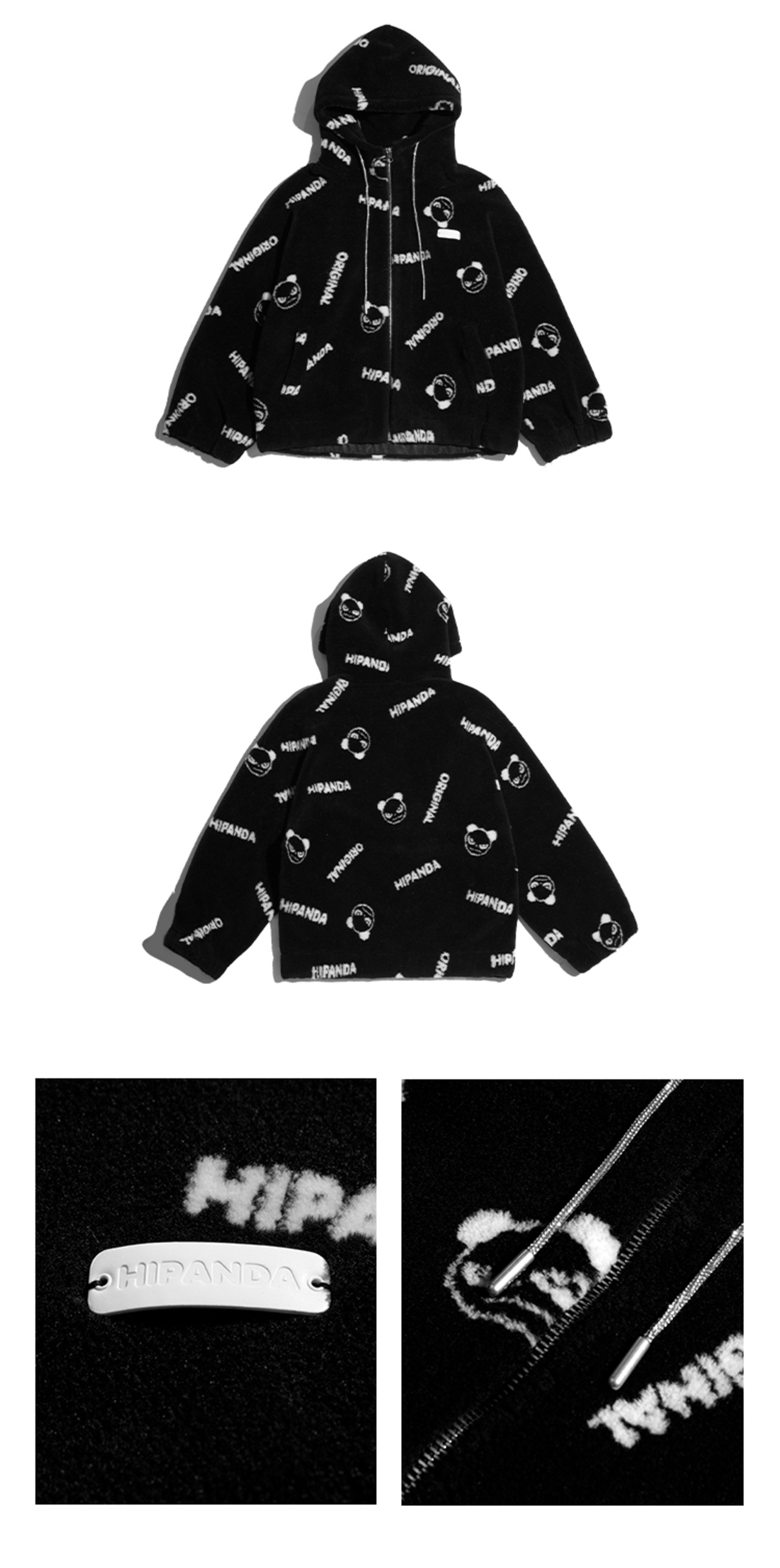 送料無料【HIPANDA ハイパンダ】レディース エコファー ジャケット FAUX FUR JACKET / WHITE・BLACK