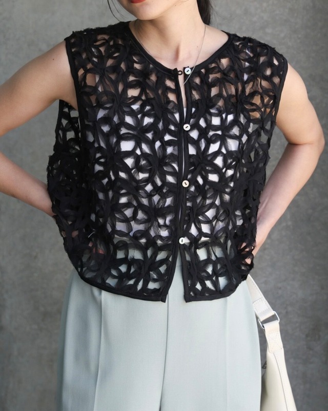 floral lace vest