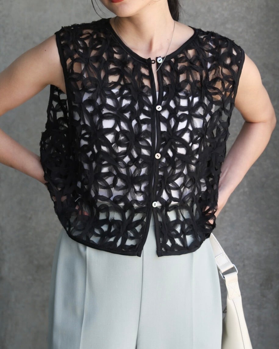 floral lace vest