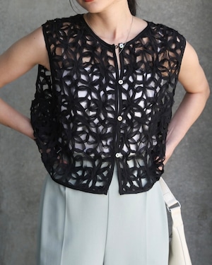 floral lace vest