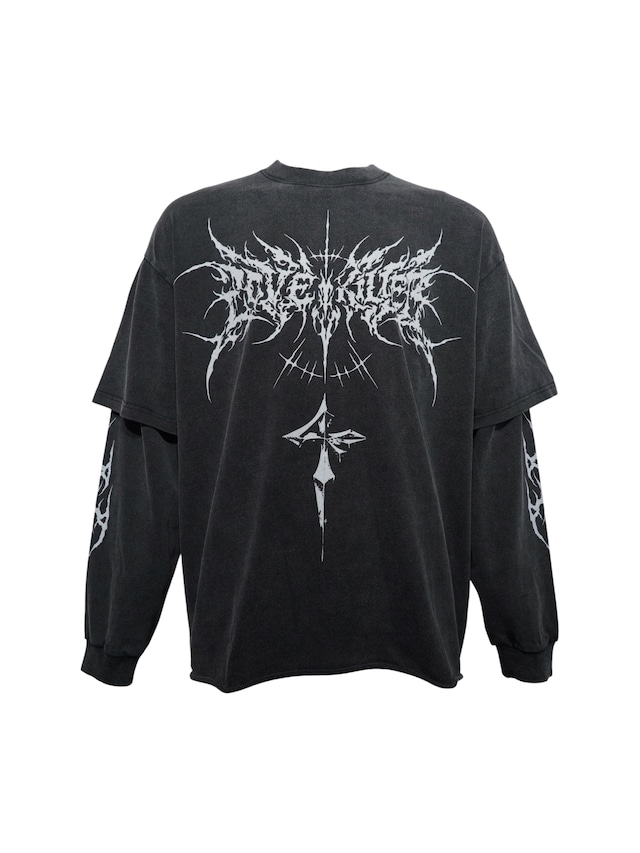 【LOVE KILLER】Skeleton logo layered long T