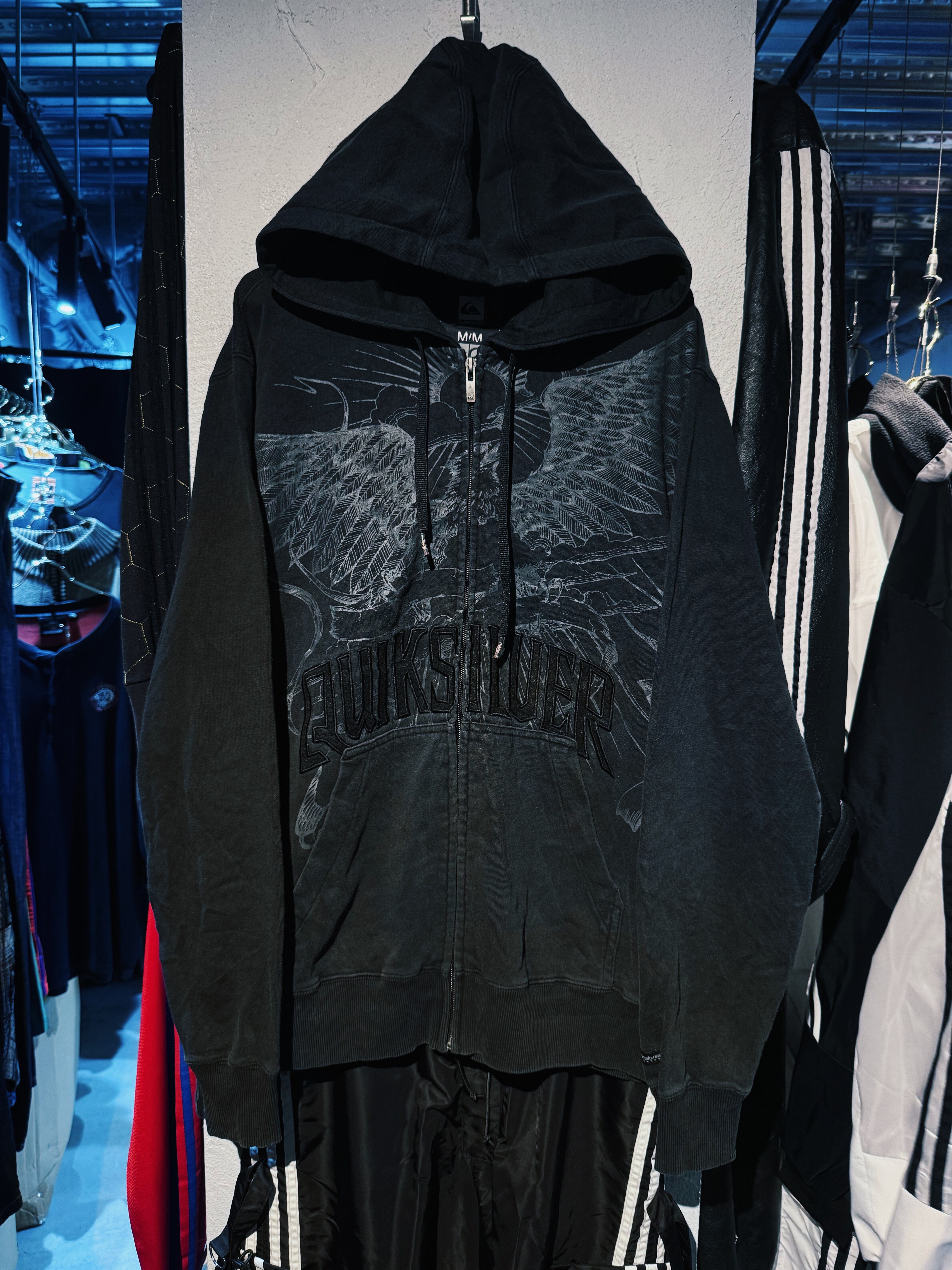 【D4C】vintage "Quik Silver" Phoenix print design zip up hoodie