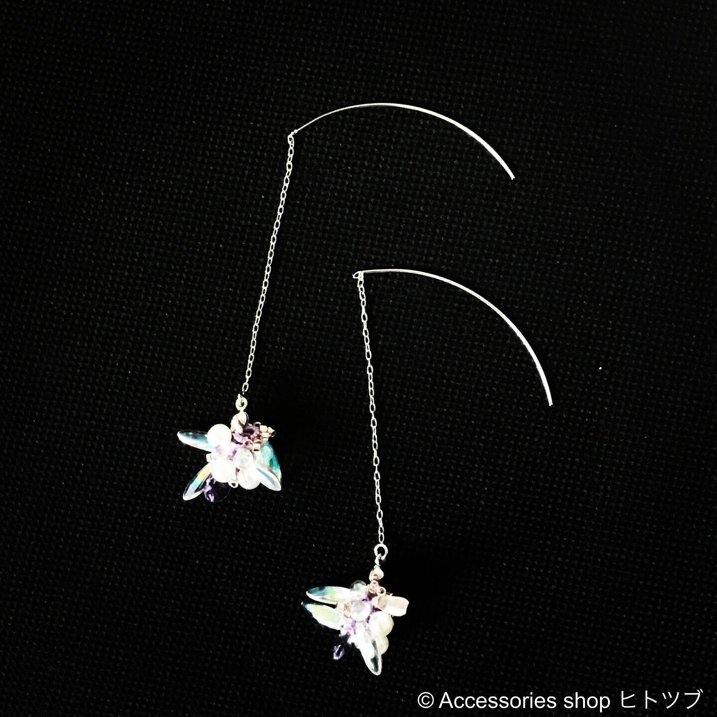 0174:パープルスワロフスキー・チェコガラスのアメリカンピアス