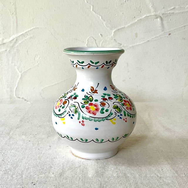 【スペイン陶器】陶器の花瓶(緑)