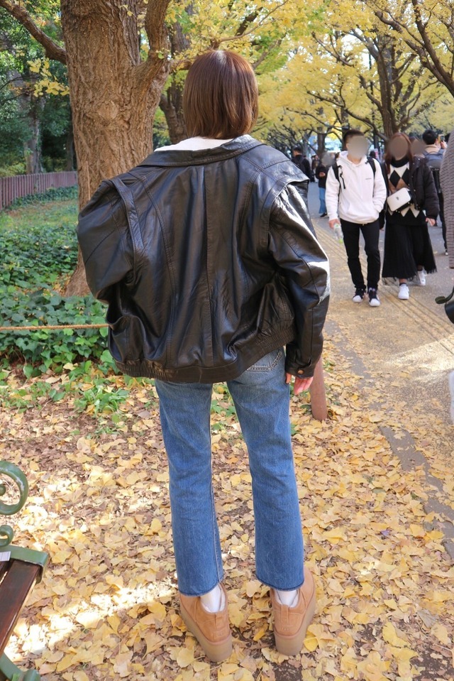 【LADIES'】vintage leather jacket(shoulder zip )