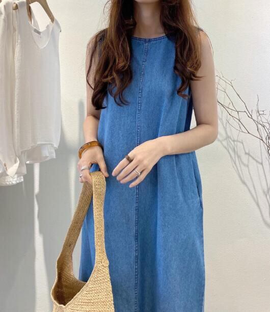デニムワンピース レディース 春夏 半袖ワンピース ひざ丈 きれいめ