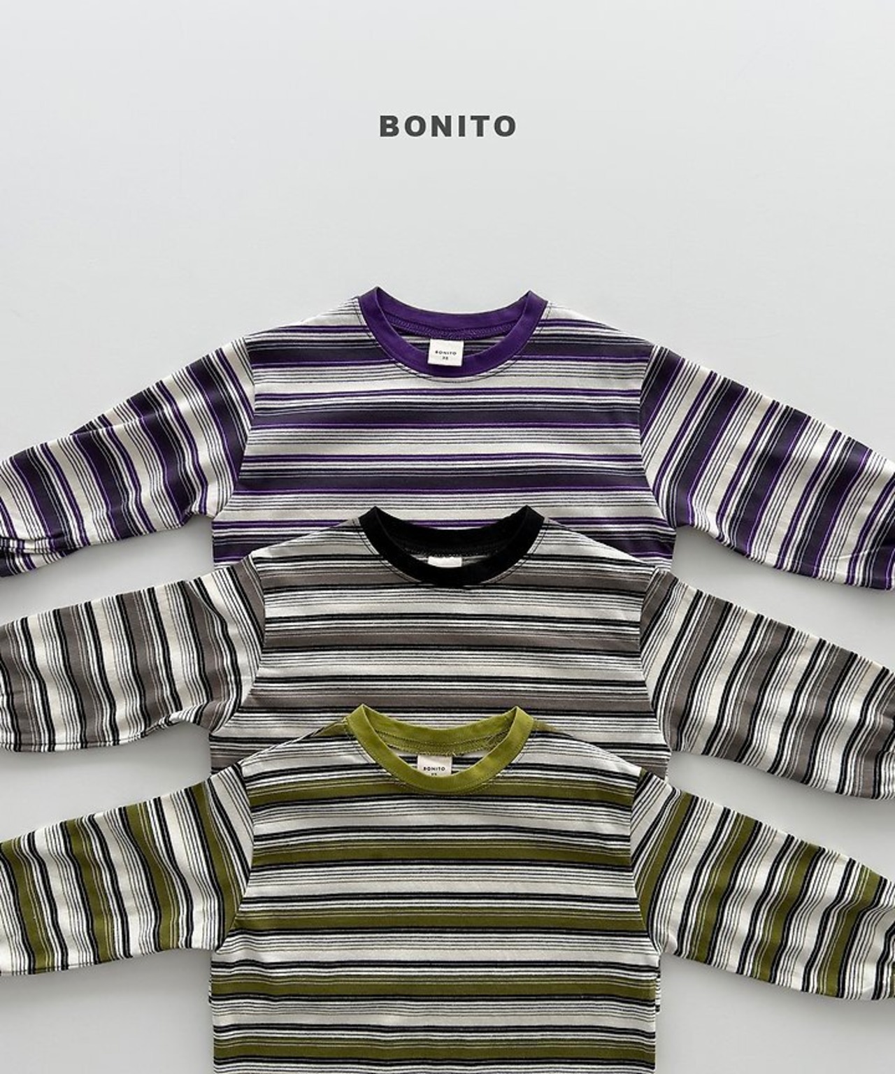 【取寄/韓国直送】BONITO 26/AT 2カラーストライプしぼりTシャツ｜夏服｜韓国子供服