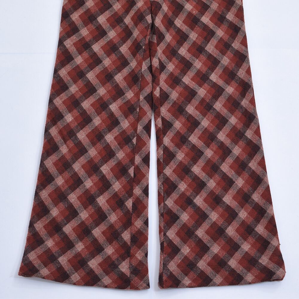 60～70s Vintage シェブロンチェック パターン 総柄 ウール フレア