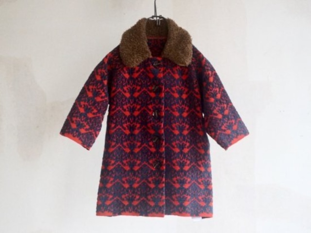 süß / Jacquard Knit Coat (RED×NAVY)FREEサイズ