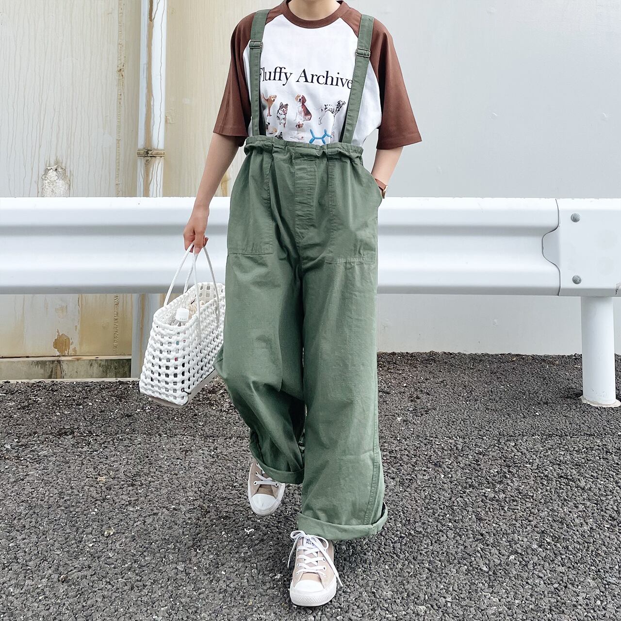 Ripstop suspenders pants (khaki)