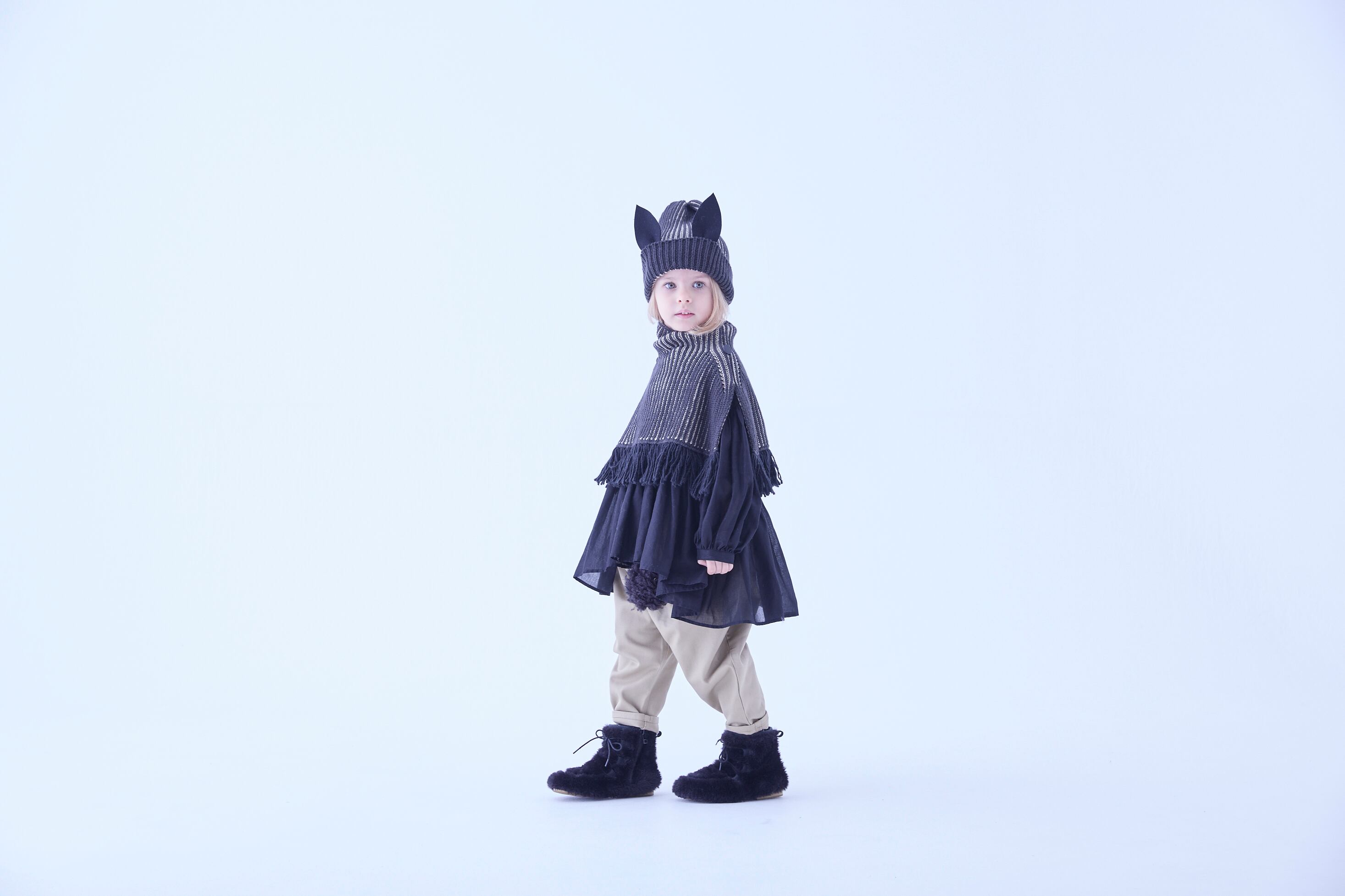 【即納/送料無料】eLfinFolk / Rib knit Knights cape Ⅱ / black