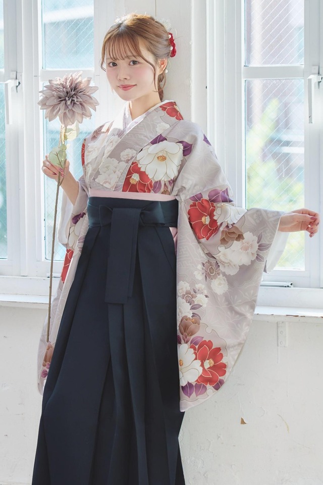 【袴4点set】亜麻色の麗し散り椿A7BK/MC