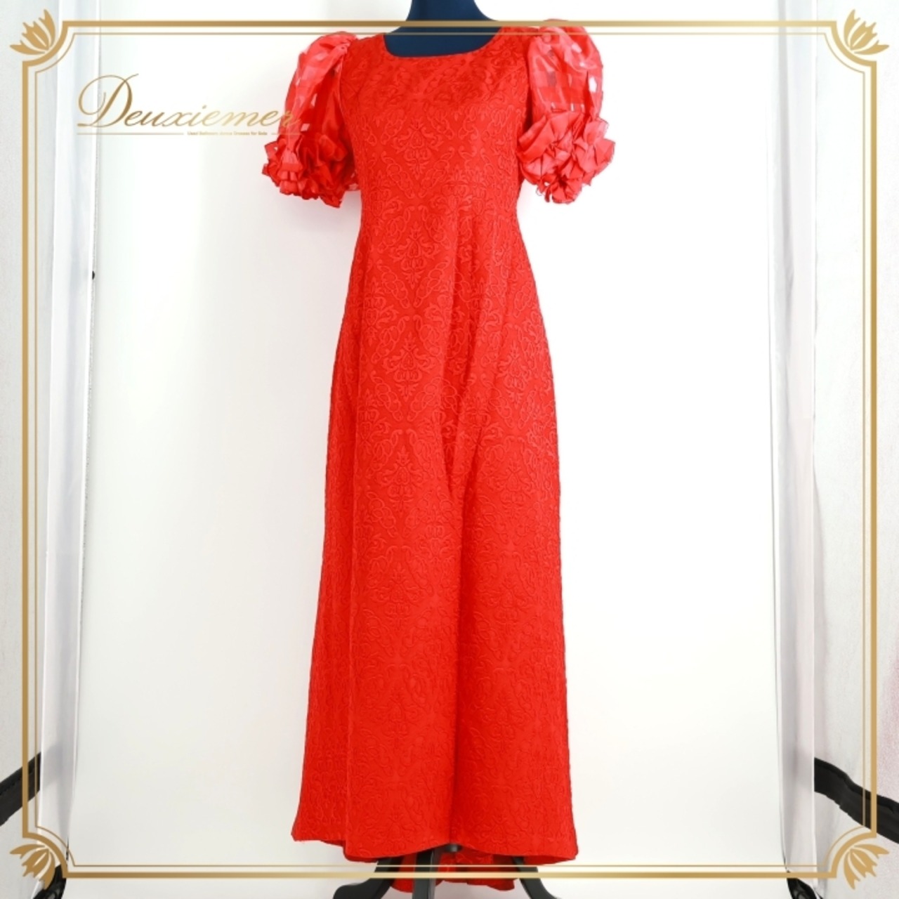 フラダンス 衣装 ワンピース ドレス レッド系 フラ ダンス 赤 チェック柄 パフスリーブ 上品 光沢 ハワイアン アロハ 総柄 ダンス衣装 華やか 鮮やか かわいい